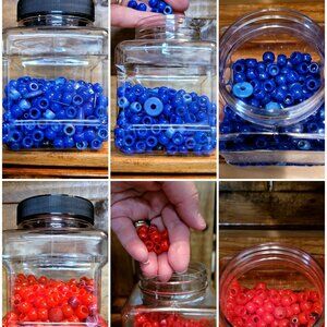 Blue and Red Pony Beads and Other Blue and Red Beads